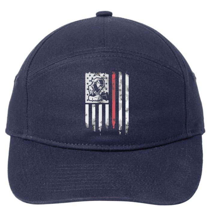 Welder Vintage USA American Flag Patriotic Welding 7-Panel Snapback Hat