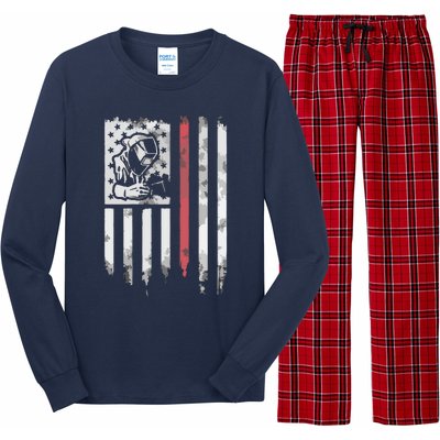 Welder Vintage USA American Flag Patriotic Welding Long Sleeve Pajama Set