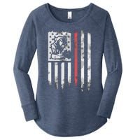 Welder Vintage USA American Flag Patriotic Welding Women's Perfect Tri Tunic Long Sleeve Shirt