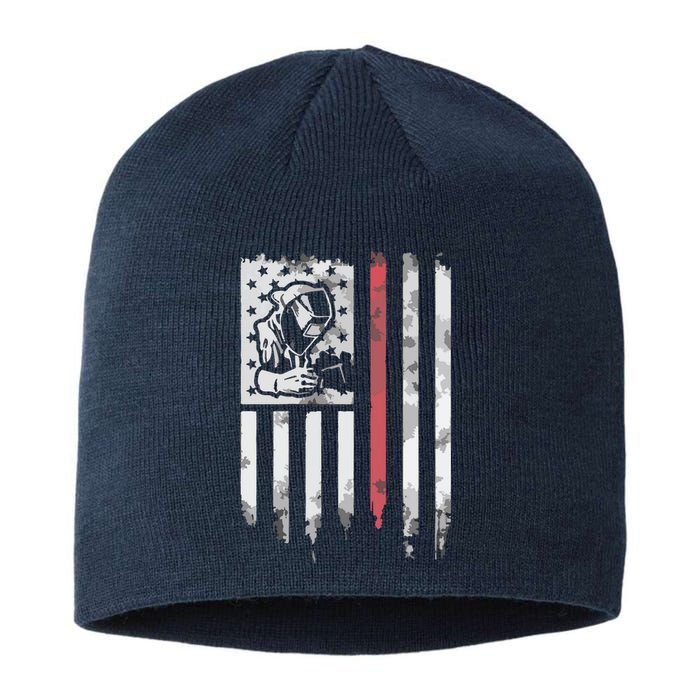 Welder Vintage USA American Flag Patriotic Welding Sustainable Beanie