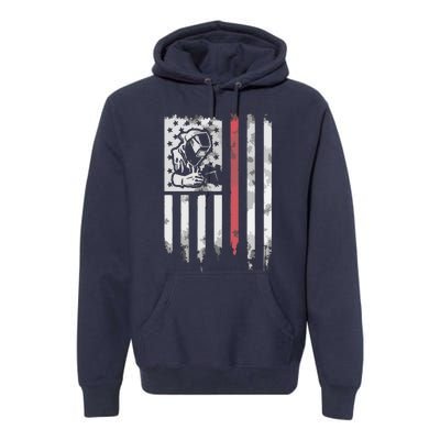 Welder Vintage USA American Flag Patriotic Welding Premium Hoodie