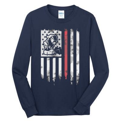 Welder Vintage USA American Flag Patriotic Welding Tall Long Sleeve T-Shirt