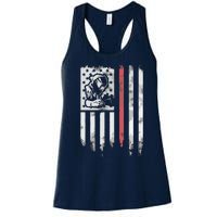 Welder Vintage USA American Flag Patriotic Welding Women's Racerback Tank