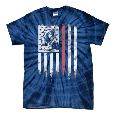 Welder Vintage USA American Flag Patriotic Welding Tie-Dye T-Shirt