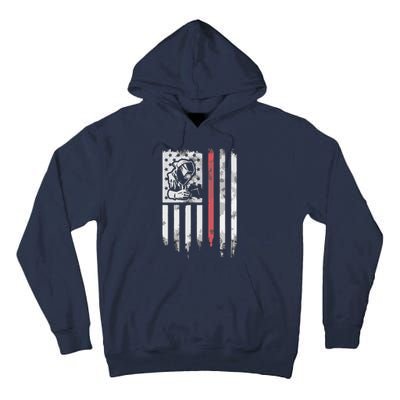 Welder Vintage USA American Flag Patriotic Welding Tall Hoodie