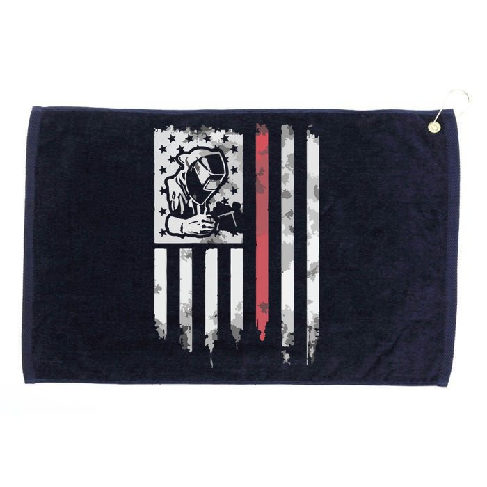 Welder Vintage USA American Flag Patriotic Welding Grommeted Golf Towel