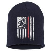 Welder Vintage USA American Flag Patriotic Welding Short Acrylic Beanie