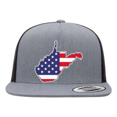 West Virginia USA Flag State Outline Patriotic American Flat Bill Trucker Hat