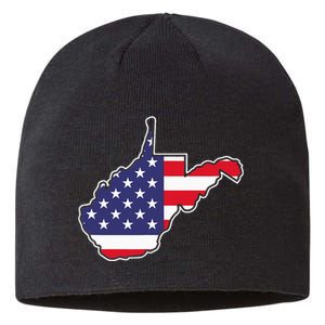 West Virginia USA Flag State Outline Patriotic American Sustainable Beanie