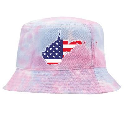 West Virginia USA Flag State Outline Patriotic American Tie-Dyed Bucket Hat