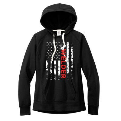 Welder Vintage USA American Flag Welding Women's Fleece Hoodie