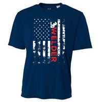 Welder Vintage USA American Flag Welding Cooling Performance Crew T-Shirt