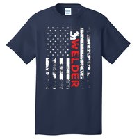 Welder Vintage USA American Flag Welding Tall T-Shirt