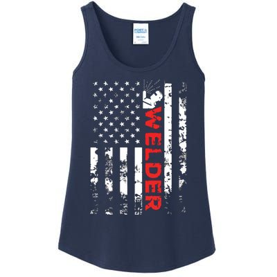 Welder Vintage USA American Flag Welding Ladies Essential Tank