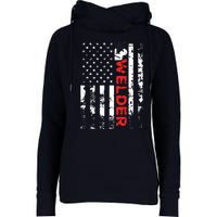 Welder Vintage USA American Flag Welding Womens Funnel Neck Pullover Hood