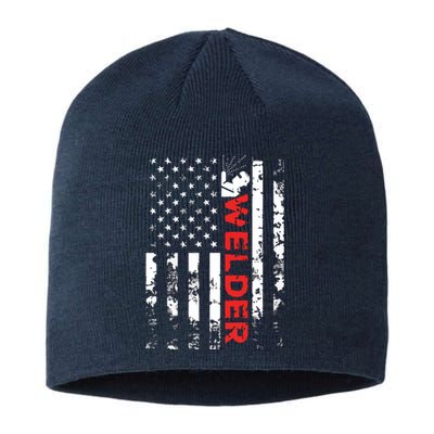 Welder Vintage USA American Flag Welding Sustainable Beanie