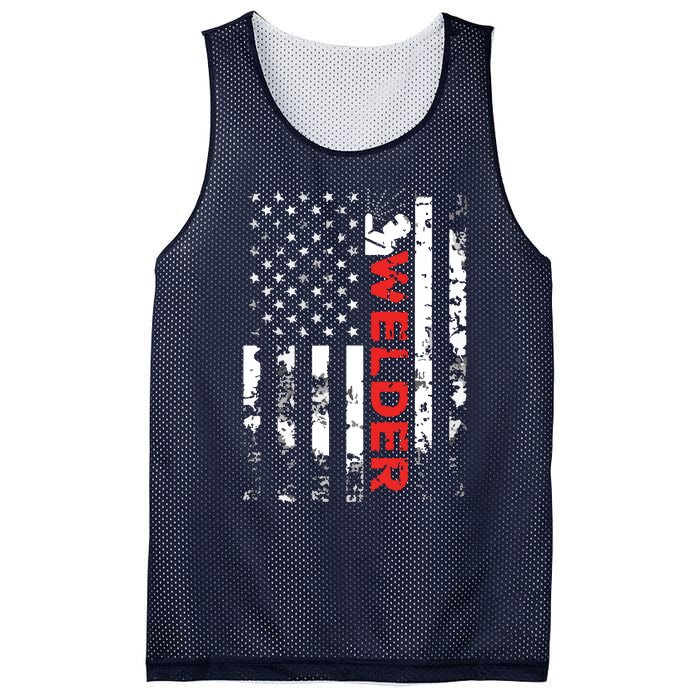 Welder Vintage USA American Flag Welding Mesh Reversible Basketball Jersey Tank