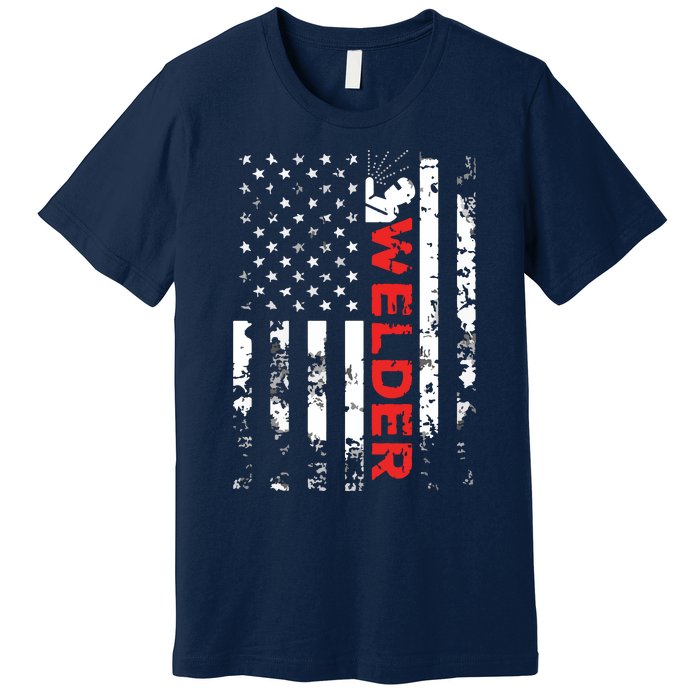 Welder Vintage USA American Flag Welding Premium T-Shirt