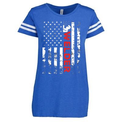 Welder Vintage USA American Flag Welding Enza Ladies Jersey Football T-Shirt