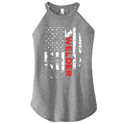 Welder Vintage USA American Flag Welding Women's Perfect Tri Rocker Tank