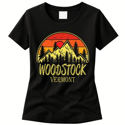 W.O.O.D.S.T.O.C.K Vermont Vt Mountains Hike Hiking Souvenir Womens T-Shirt