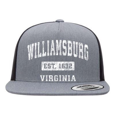 Williamsburg Virginia Va Vintage Established Sports Design Flat Bill Trucker Hat