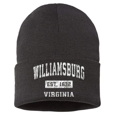 Williamsburg Virginia Va Vintage Established Sports Design Sustainable Knit Beanie