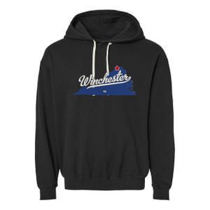 Winchester Virginia VA Map Garment-Dyed Fleece Hoodie