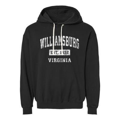 Williamsburg Virginia Va Vintage Established Sports Design Garment-Dyed Fleece Hoodie