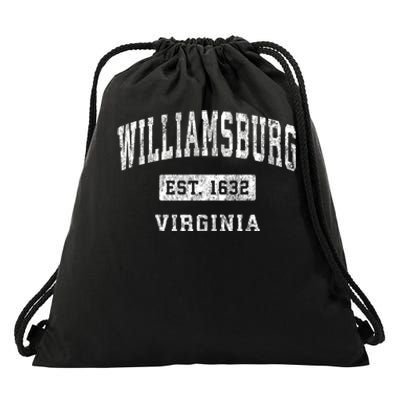 Williamsburg Virginia Va Vintage Established Sports Design Drawstring Bag