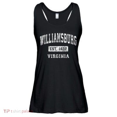 Williamsburg Virginia Va Vintage Established Sports Design Ladies Essential Flowy Tank
