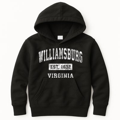 Williamsburg Virginia Va Vintage Established Sports Design Kids Hoodie
