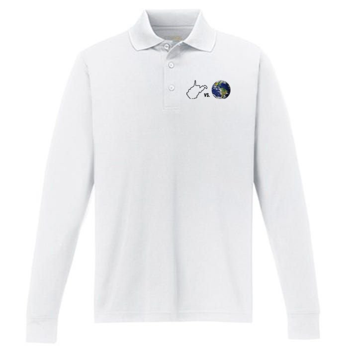 West Virginia Vs The World Performance Long Sleeve Polo