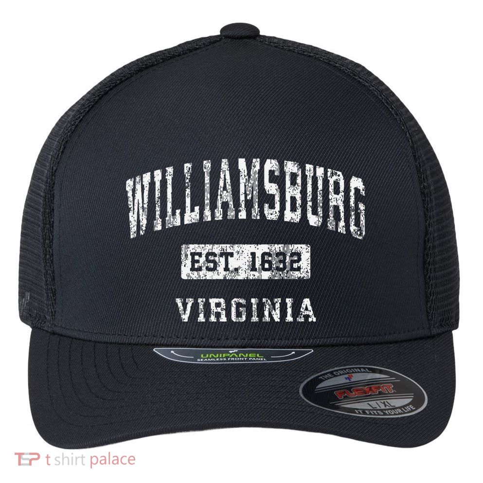 Williamsburg Virginia Va Vintage Established Flexfit Unipanel Trucker Cap