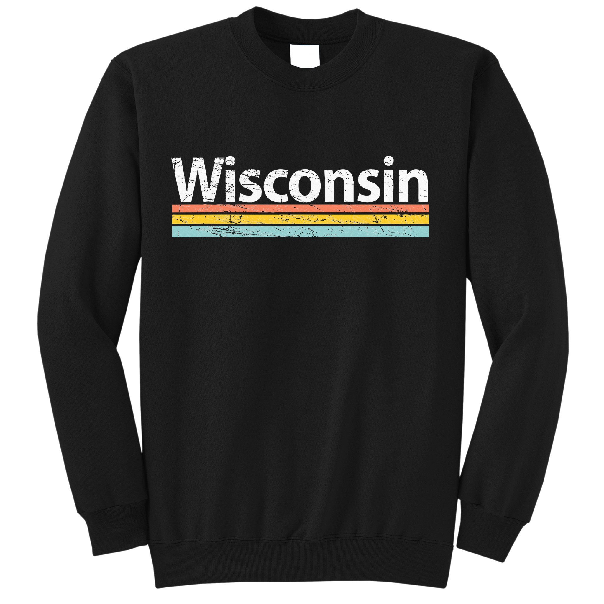 Wisconsin Vintage Worn Design Retro Stripes Sweatshirt
