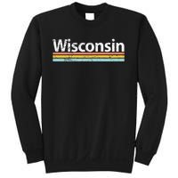 Wisconsin Vintage Worn Design Retro Stripes Sweatshirt