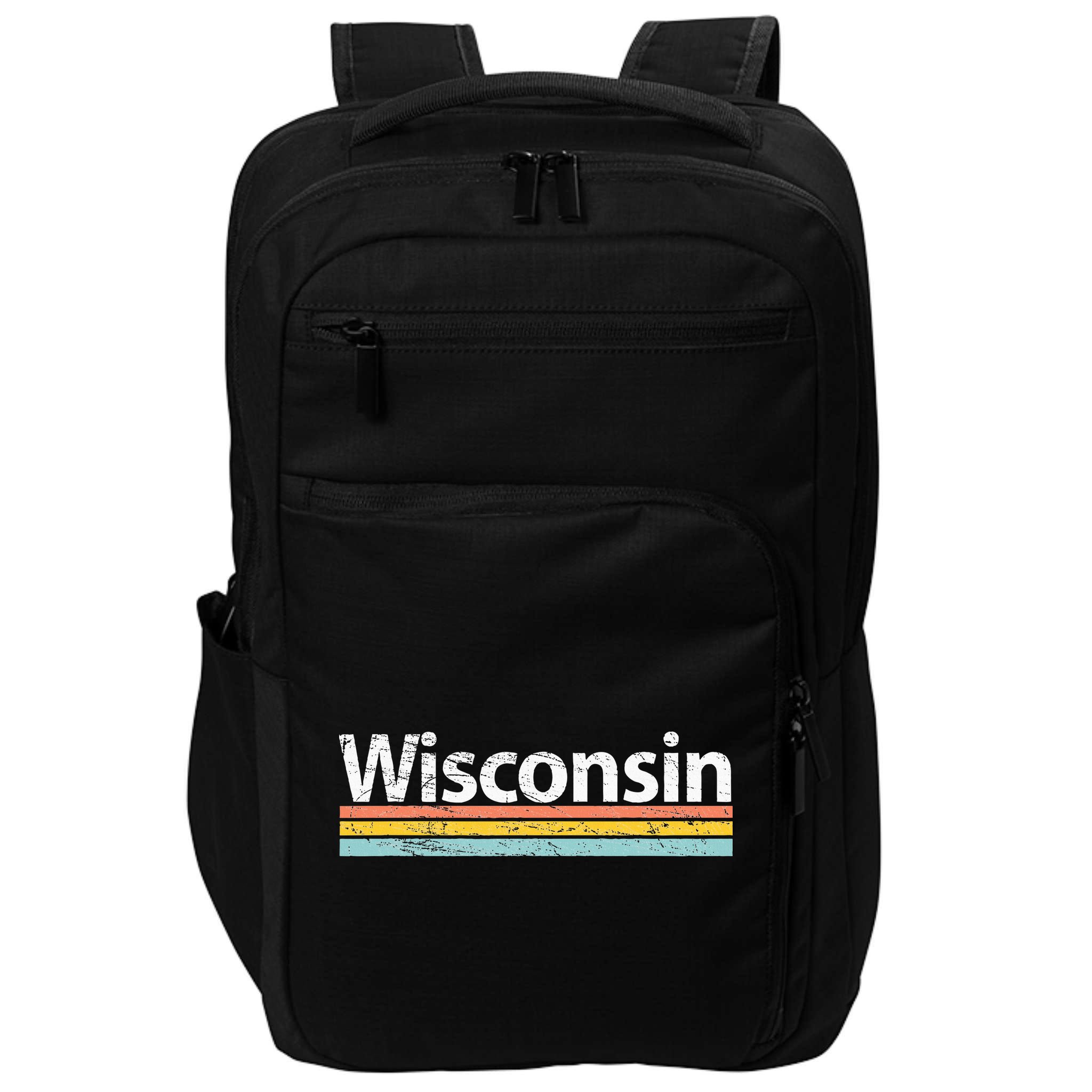 Wisconsin Vintage Worn Design Retro Stripes Impact Tech Backpack