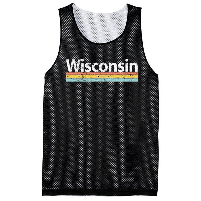 Wisconsin Vintage Worn Design Retro Stripes Mesh Reversible Basketball Jersey Tank