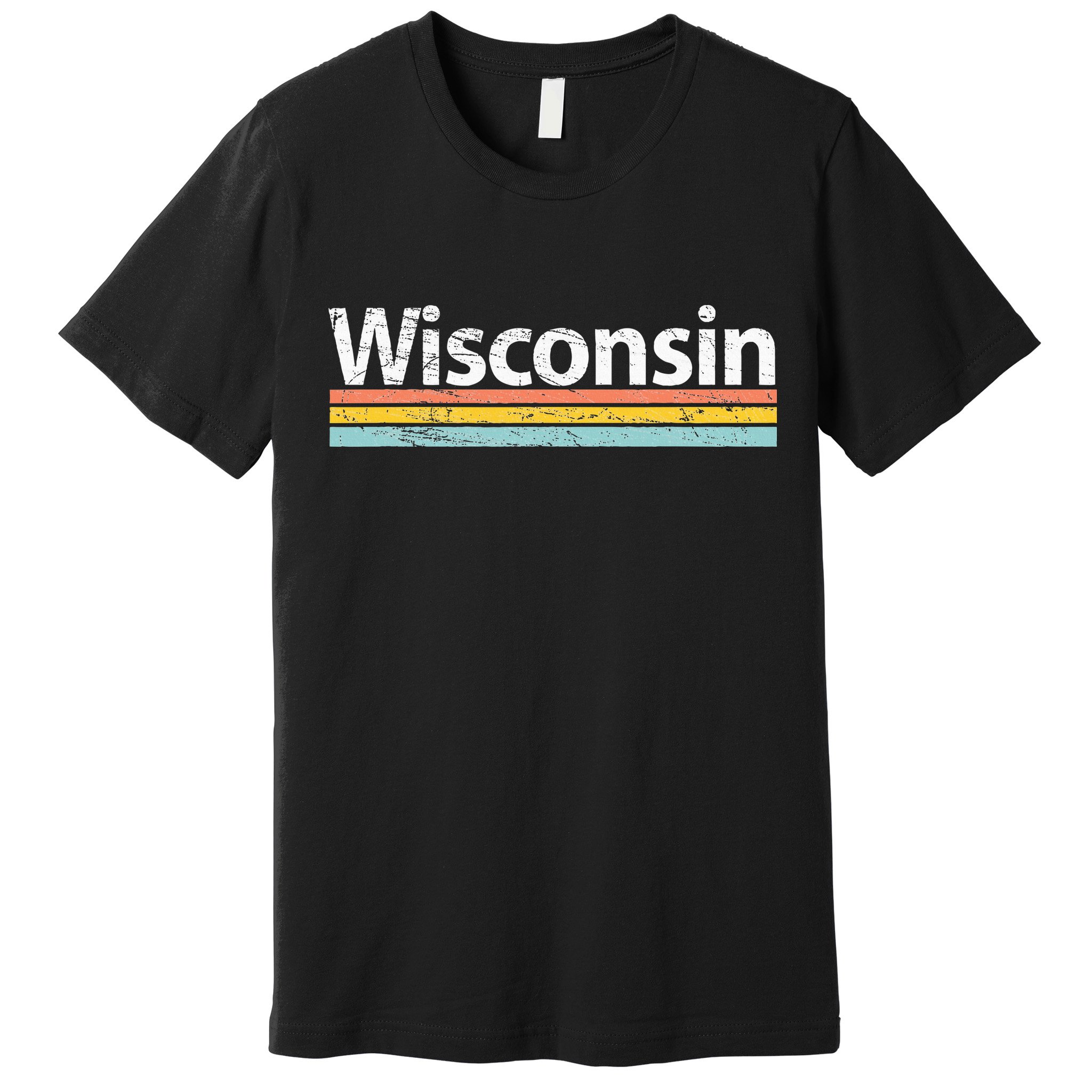Wisconsin Vintage Worn Design Retro Stripes Premium T-Shirt