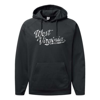 West Virginia Wv Vintage Sports Script Retro Performance Fleece Hoodie