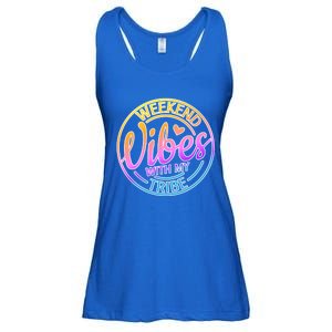 Weekend Vibes With My Tribe Vacation Family Travel Trip Gift Ladies Essential Flowy Tank