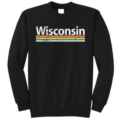 Wisconsin Vintage Worn Design Retro Stripes Classic Sweatshirt