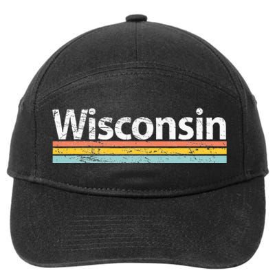 Wisconsin Vintage Worn Design Retro Stripes Classic 7-Panel Snapback Hat