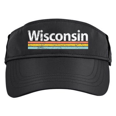 Wisconsin Vintage Worn Design Retro Stripes Classic Adult Drive Performance Visor