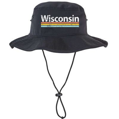 Wisconsin Vintage Worn Design Retro Stripes Classic Legacy Cool Fit Booney Bucket Hat