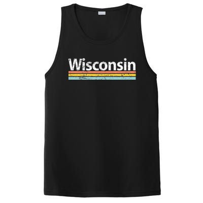 Wisconsin Vintage Worn Design Retro Stripes Classic PosiCharge Competitor Tank