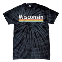 Wisconsin Vintage Worn Design Retro Stripes Classic Tie-Dye T-Shirt