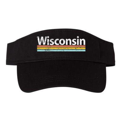 Wisconsin Vintage Worn Design Retro Stripes Classic Valucap Bio-Washed Visor