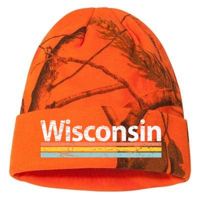 Wisconsin Vintage Worn Design Retro Stripes Classic Kati Licensed 12" Camo Beanie