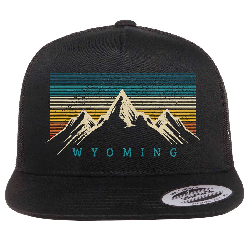 Wyoming Vintage Flat Bill Trucker Hat